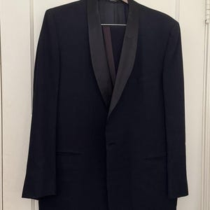 2 Pc VTG 60s After Six Ripsband 44R Schal Revers Dinner Tux Jacket Schwarz 36 Hose