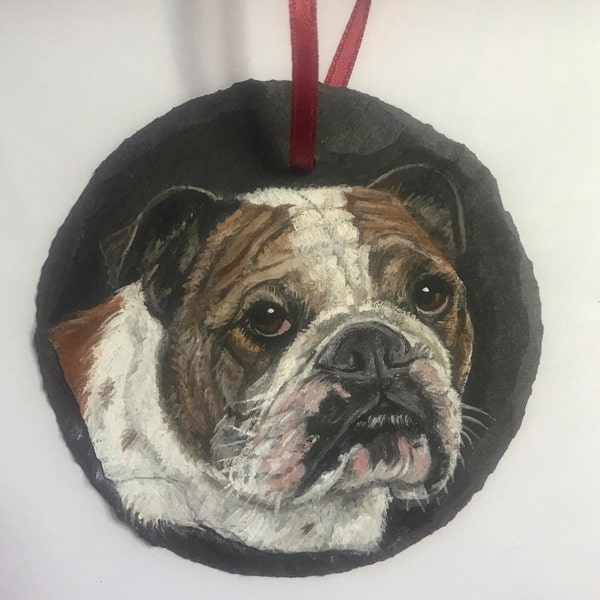 Ornament, Commission a Portrait! Your Pet Custom Painted on slate, Dog, Cat