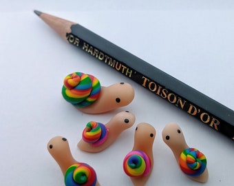 Handmade Cute Miniature Snails - Set of 5 - Small Trinket - Tiny Clay Snail