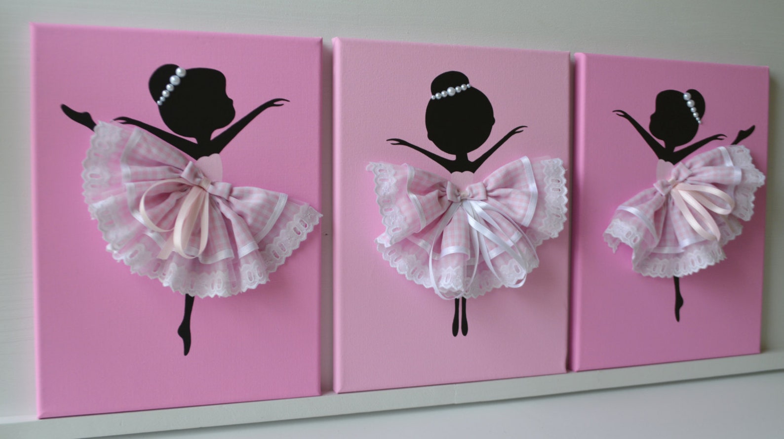 Conjunto de tres bailarinas baila en rosa. Decoración de | Etsy
