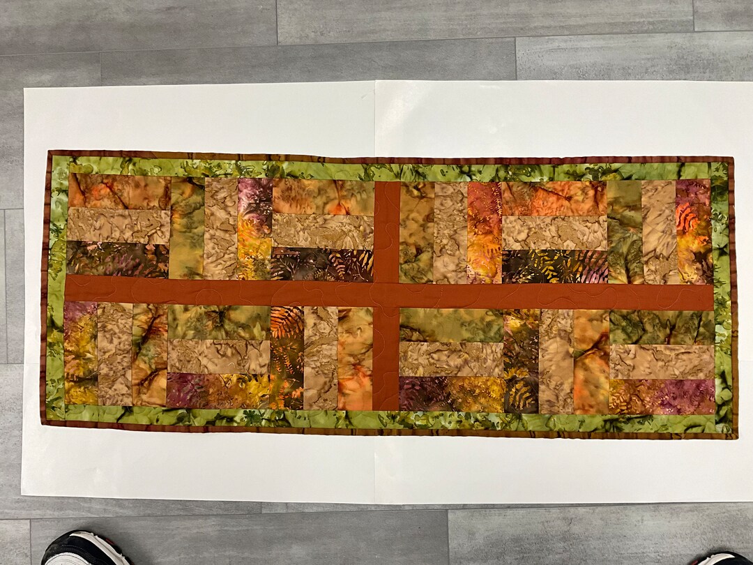 40” X 16” Rectangular Batik Autumn Table Runner - Etsy