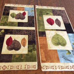 Set of two 22 1/2" x 10" autumn leaf table toppers