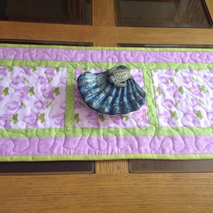 24" x 11" orchid and lime green table topper
