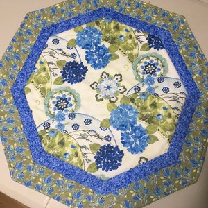 20” blue, white, and green octagonal table topper