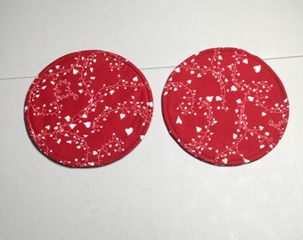 Set of 2, 7 1/4” round, reversible Valentine table toppers