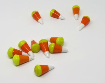 Halloween Candy Corn Lampwork Glass Bronze Dangle Earrings Doodaba