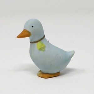 Vintage 1980s Homco Christmas Blue Duck or Goose Ornament - Cute Ceramic Figurine - Ready for Your Cozy Country Cottage - Adorable