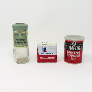 Vintage 1970s to 1980s Assortment of Kitchen Spice Containers - Bottles - Cans - Buy One or Buy All - McCormick Spice Co. or Rumford - LOOK!