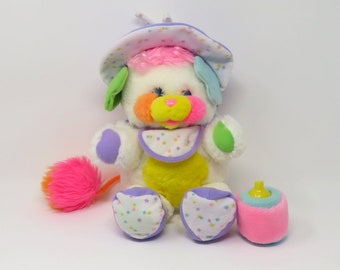 Vintage 1980s Retro Toys - Popples - Bibsy Baby Popple with Bottle - By Mattel - Cool - Cute - Fun - Adopt This Cutie Today!!