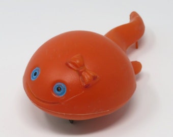 Vintage 1960s Mechanical Wind Up Metal and Plastic Swimming Tadpole Bathtub Toy Collectible Fun Made in Japan