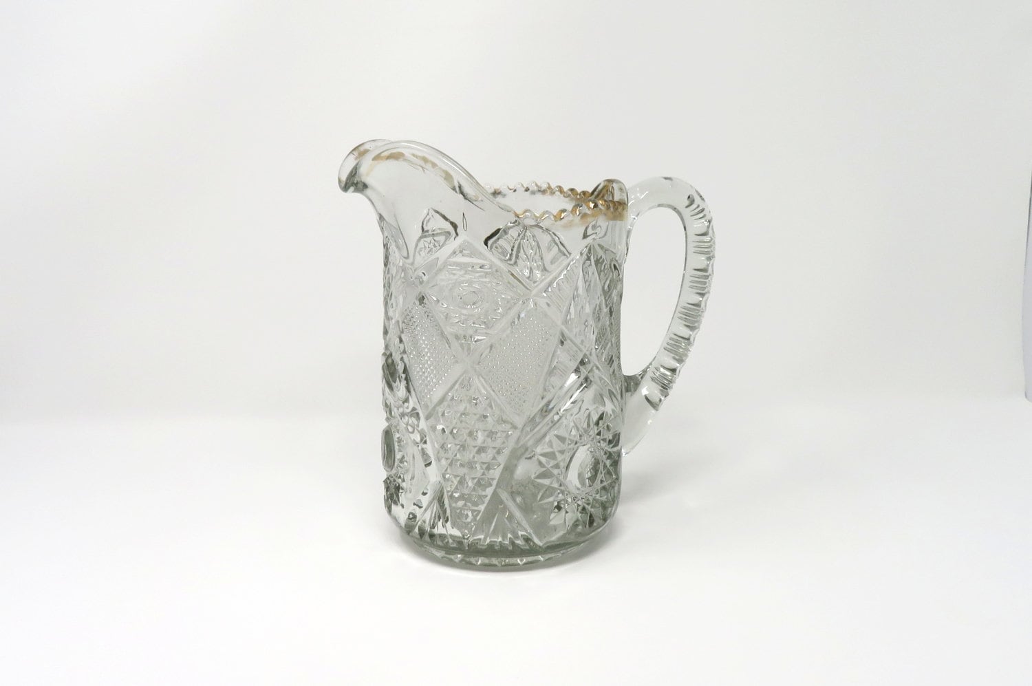 Vintage Drink Pitcher Thick Heavy Glass