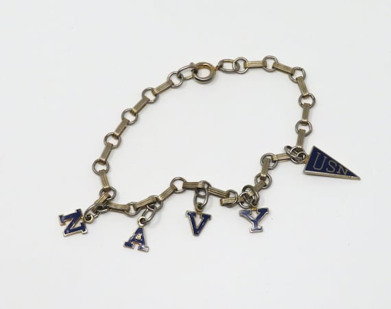 Vintage 1960s USN Navy Charm Bracelet - Military … - image 1