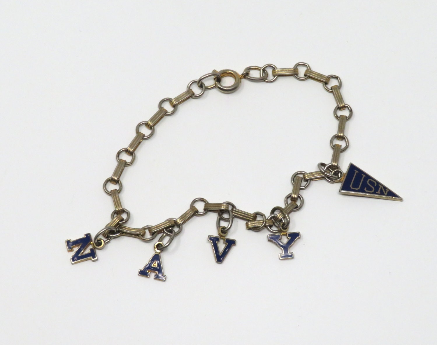 Vintage 1960s USN Navy Charm Bracelet Military Pride From the Naval Training Center Illinois Command the Sea Join the Fleet Etsy
