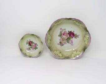 Antique 1930s Bavarian Porcelain Floral Berry or Dessert Bowls