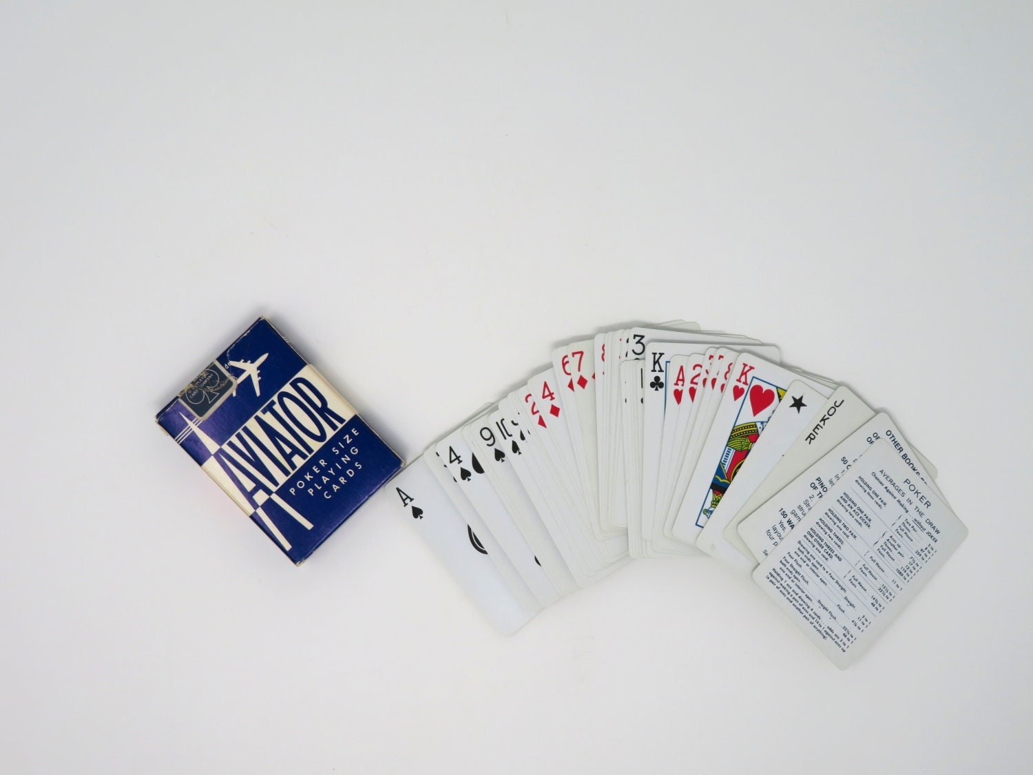 Vintage 1950s or 1970s Aviator Poker Size Playing Cards - Complete