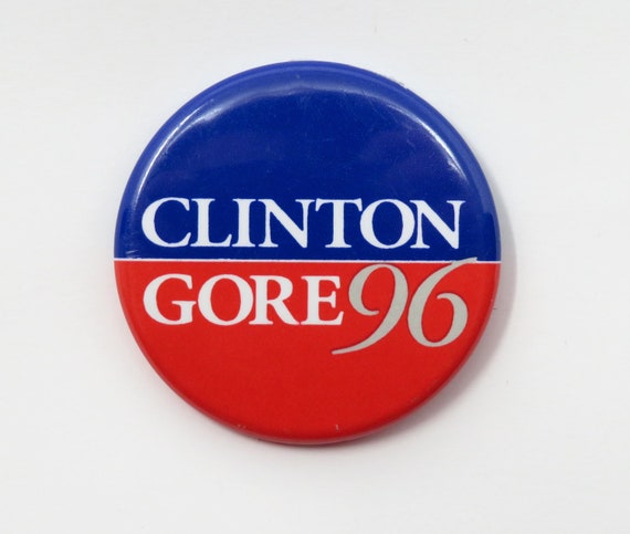 Clinton Gore Political Presidential Election Campaign PIN 1 1/4" Diameter 