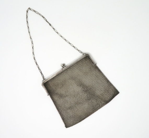 Antique 1900 to 1920s Sterling Silver Mesh Bag - … - image 2