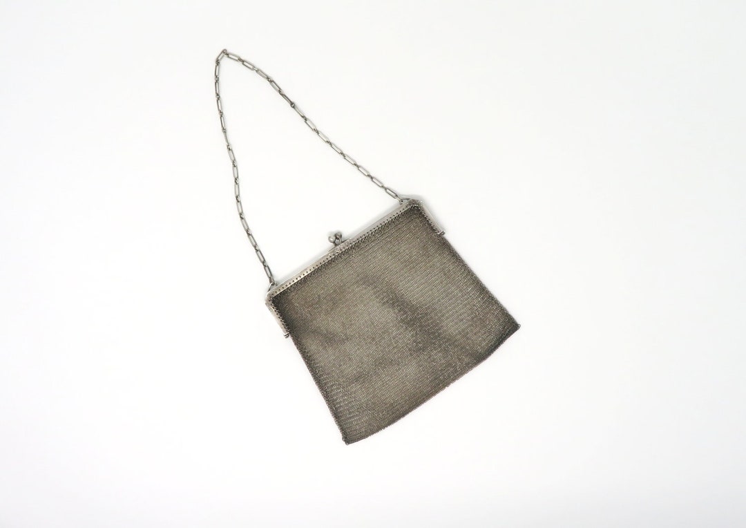 Antique 1900 to 1920s Sterling Silver Mesh Bag - Evening