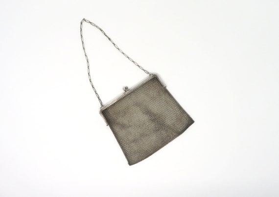 Antique 1900 to 1920s Sterling Silver Mesh Bag - … - image 1