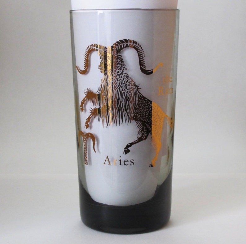 Vintage 1980s Aries the Ram Zodiac Drinking Glass Tumbler Etsy
