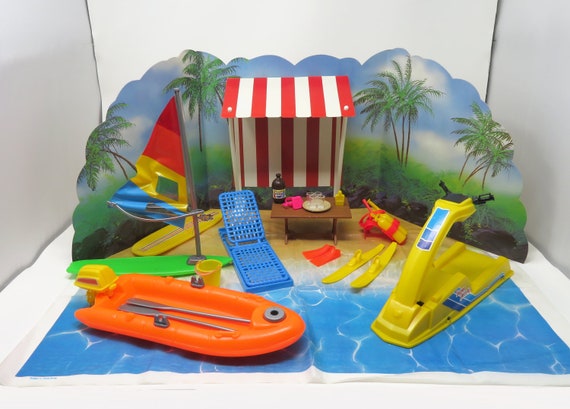 Vintage 1980s Arco Fashion Doll Barbie Summer Vacation 38 Piece Beach Playset Plus Bonus Surfboard and Sand Bucket LOOK Etsy