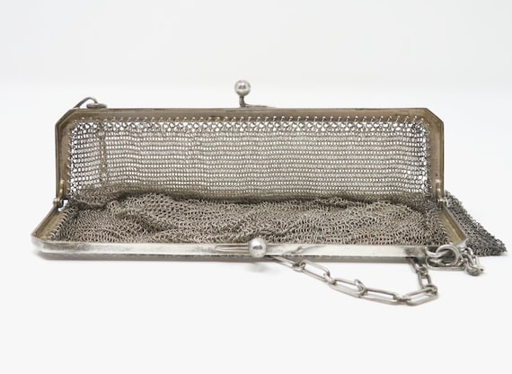 Antique 1900 to 1920s Sterling Silver Mesh Bag - … - image 10