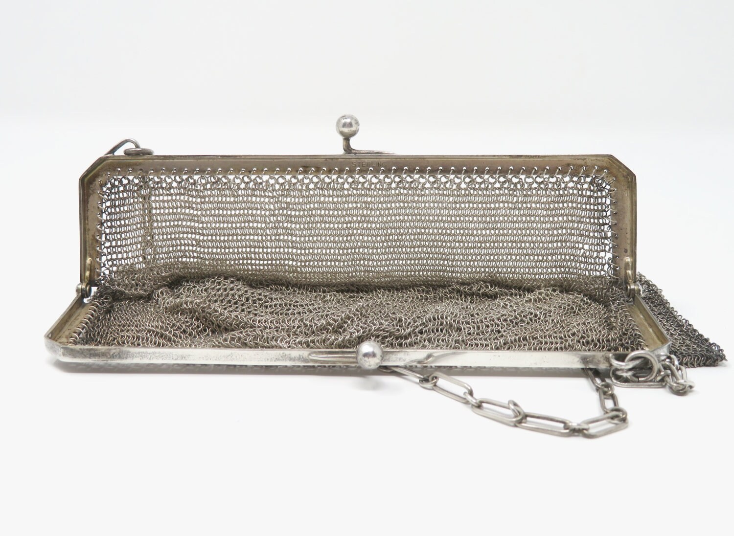 Antique 1900 to 1920s Sterling Silver Mesh Bag - Evening