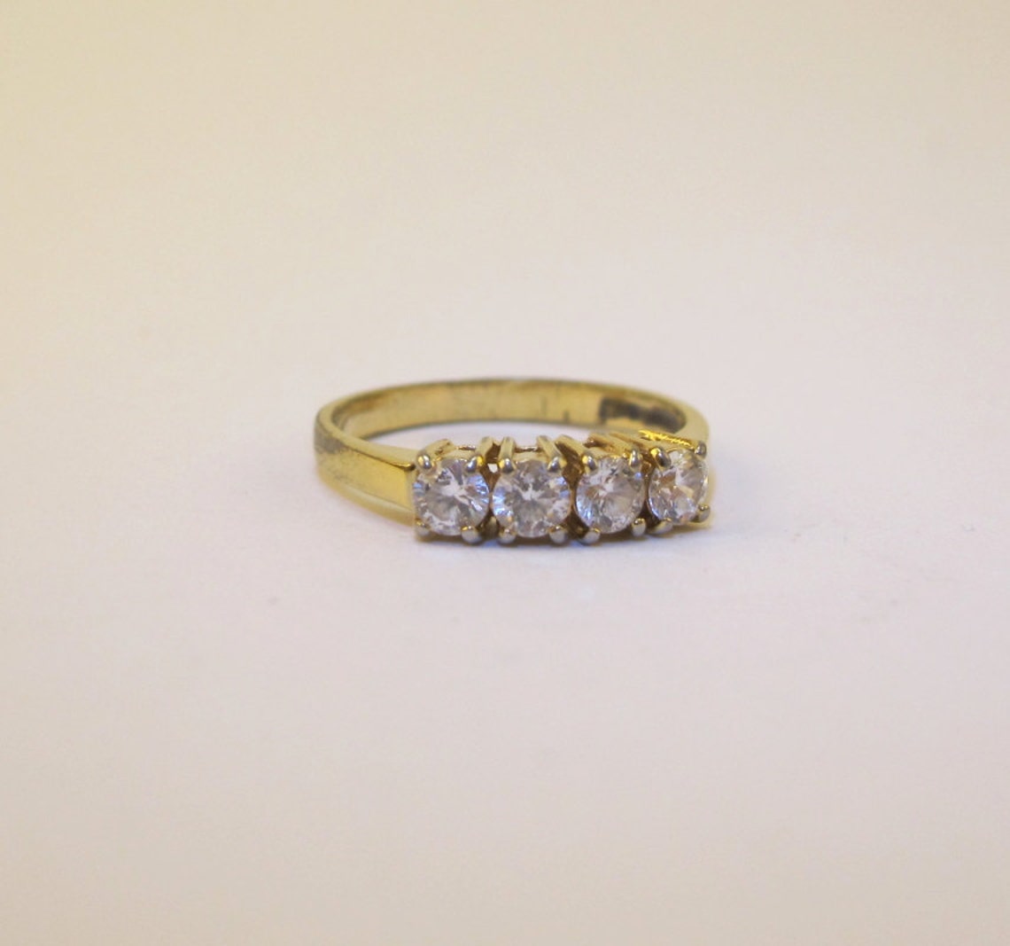 Vintage 1980s Women's Gold Faux Diamond Ring Stamped Korea Etsy