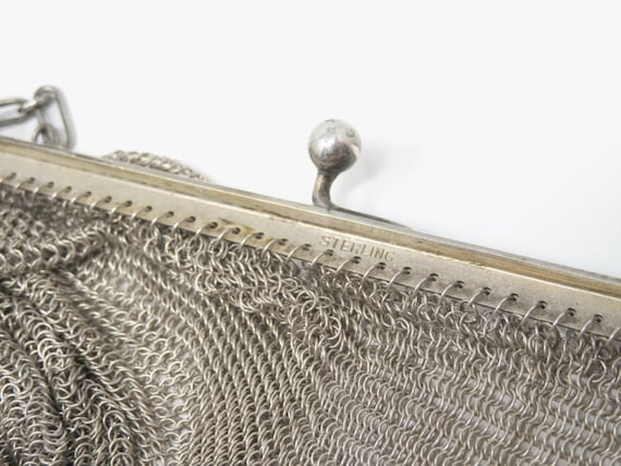 Antique 1900 to 1920s Sterling Silver Mesh Bag - … - image 9