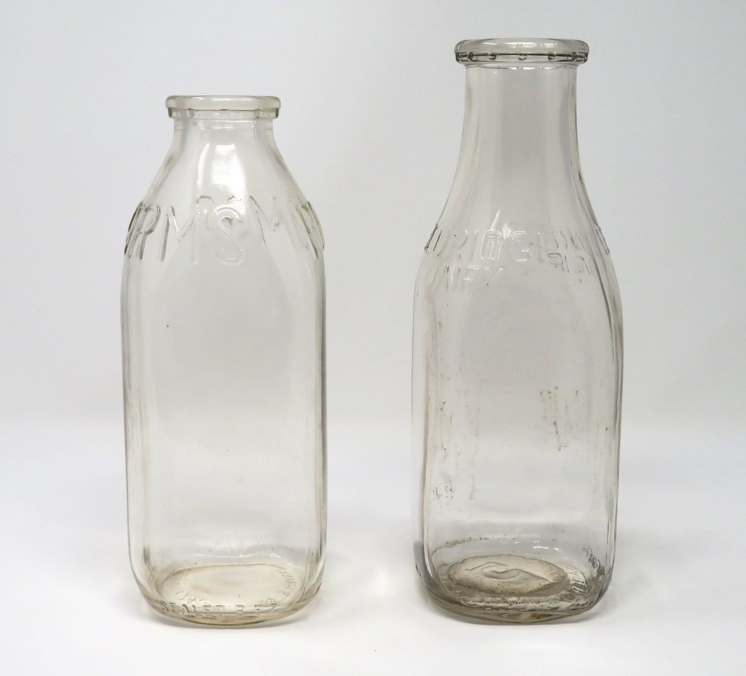 Vintage 1940s to 1950s Glass Milk Bottles, Maryland Farmhouse