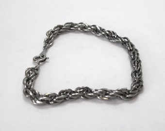 Vintage 1980s 8 Inch Silver Steel Woven Chain Bracelet for Women and Girls Great Gift Item