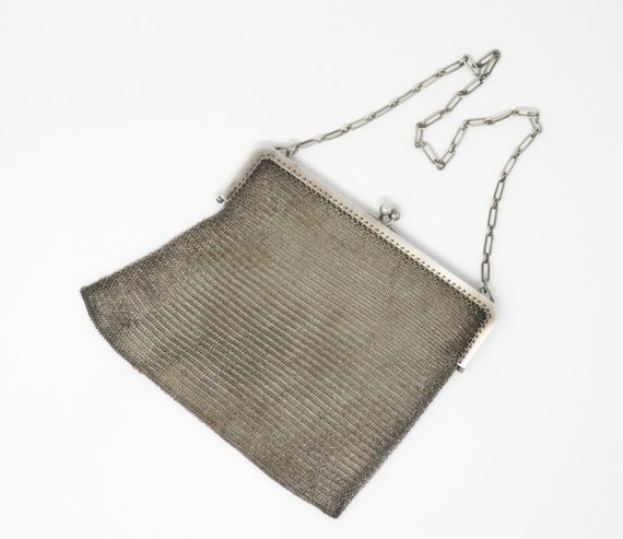 Antique 1900 to 1920s Sterling Silver Mesh Bag - … - image 4