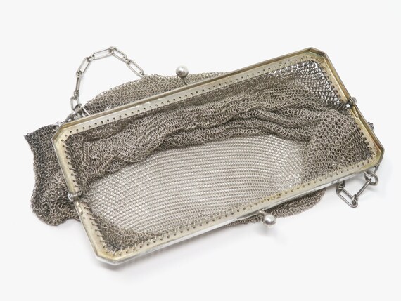 Antique 1900 to 1920s Sterling Silver Mesh Bag - … - image 8