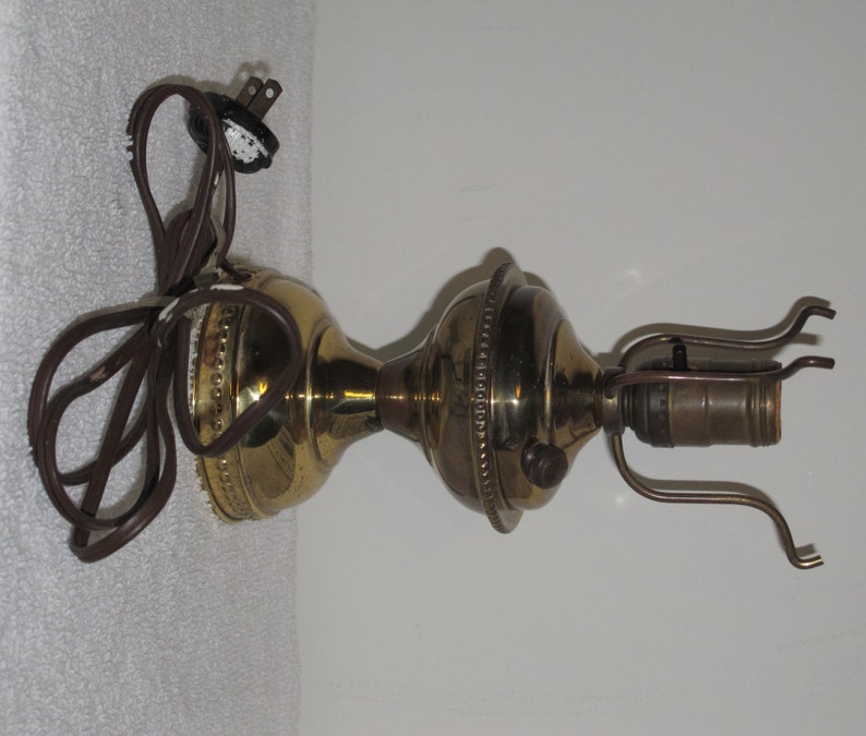 Vintage 1950s Rustic Electric Brass Oil Table Lamp Without Cover Works Great For Cabin Living And Cottage Chic