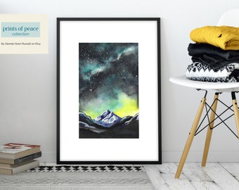 Watercolor Milky Way /& Mountains 8 x 10 Milky Way Water Color Print Milky Way and Stars Lovers Celestial Artwork Print