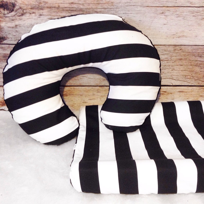 black minky dot baby set Black stripe boppy cover and changing pad cover set