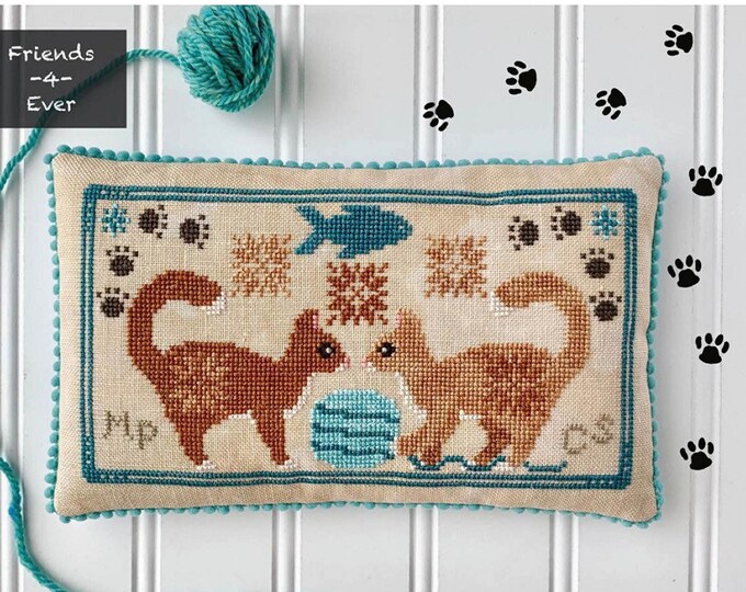 Friendship Series: Playful Cats Cross Stitch Pattern by Misty Pursel Luminous Fiber Arts