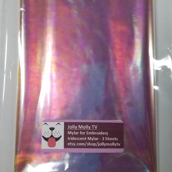 Jolly Molly TV Opalescent Iridescent MYLAR Sheets for Machine Embroidery - 3 count, 18" x 30"