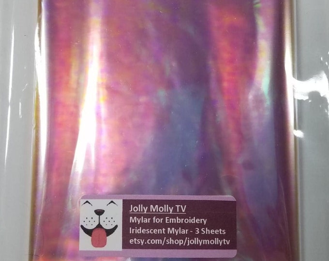 Jolly Molly TV Opalescent Iridescent MYLAR Sheets for Machine Embroidery - 3 count, 18" x 30"