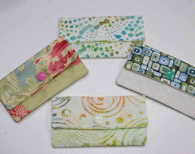 Choice of Fabric Gift Card Holder, Business Card Case, Credit Card Holder, with Snap Closure, Reusable