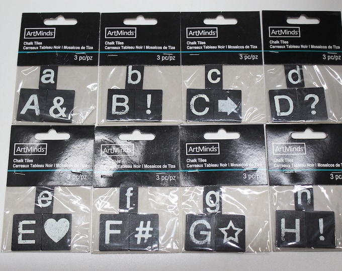 Chalk Letter Tiles by Art Minds, Individual Letters and Symbols, Distressed Style Great for Scrapbooking Arts & Crafts School Projects Etc.