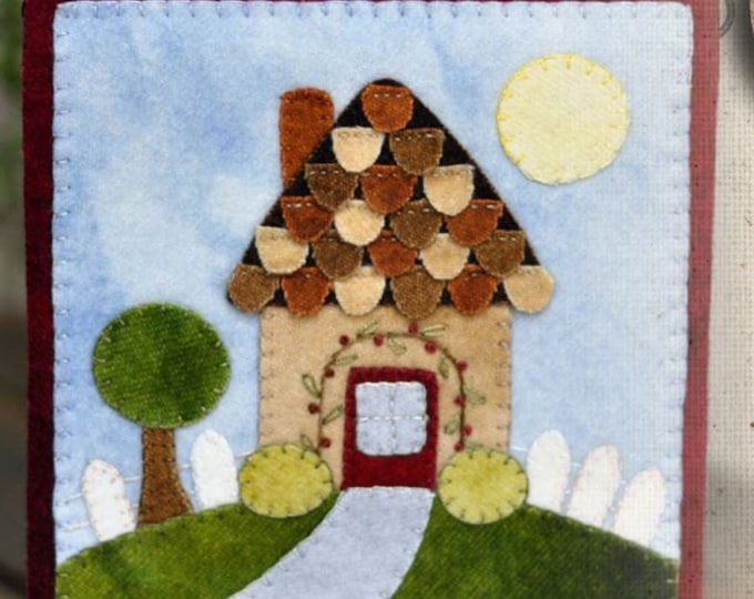 May Cottage House Li'l Woolies - Wool Applique Quilt Pattern by The Wooden Bear Finished Size 7"x 7"