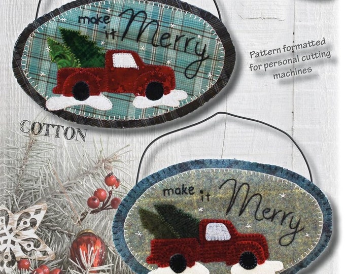 Merry Little Truck Mini Round Wool Applique Pattern by Patch Abilities