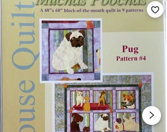 Muchas Poochas Pug Dog Pattern #4 by Java House Quilts Karen Brow-Meier