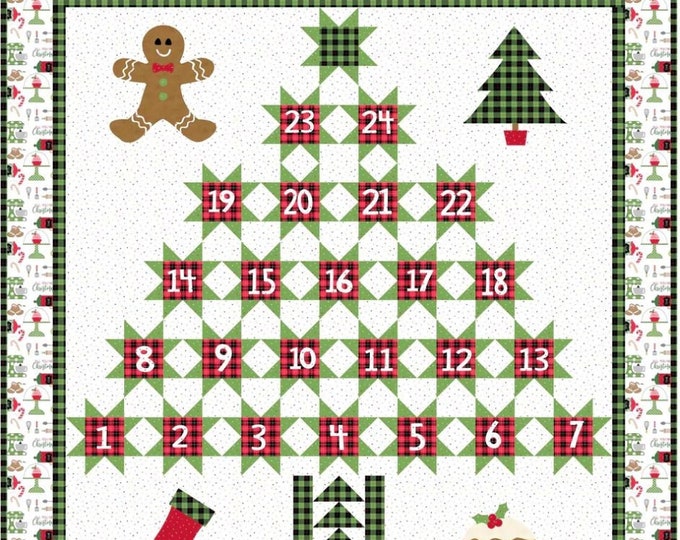 Wishing For Gifts Christmas Advent Calendar Wall Hanging Pattern by Bound To Be Quilting 51" x 55"
