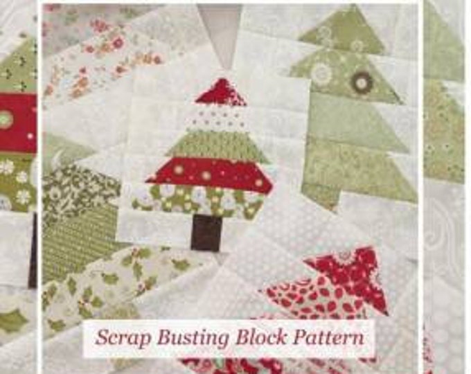 Tree Farm Scrap Busting Block Quilt Table Runner Pattern by The Pattern Basket, 2 sizes