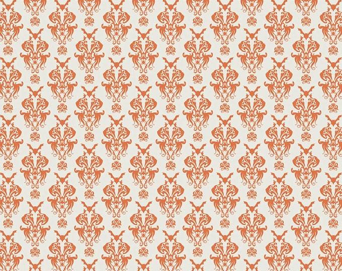 Spooky Hollow Damask Eggshell Fabric by Melissa Mortenson for Riley Blake - C10571R, Haunted Halloween Cream & Orange