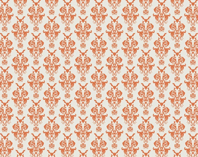 Spooky Hollow Damask Eggshell Fabric by Melissa Mortenson for Riley Blake - C10571R, Haunted Halloween Cream & Orange