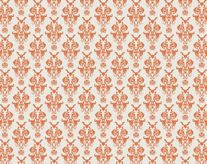 Spooky Hollow Damask Eggshell Fabric by Melissa Mortenson for Riley Blake - C10571R, Haunted Halloween Cream & Orange