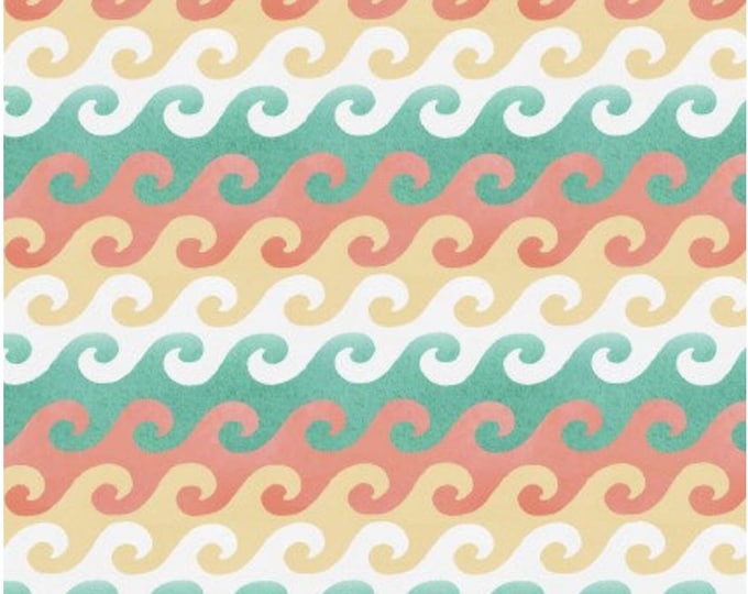 Beach Travel Waves Quilting Fabric by Three Wishes By The Yard